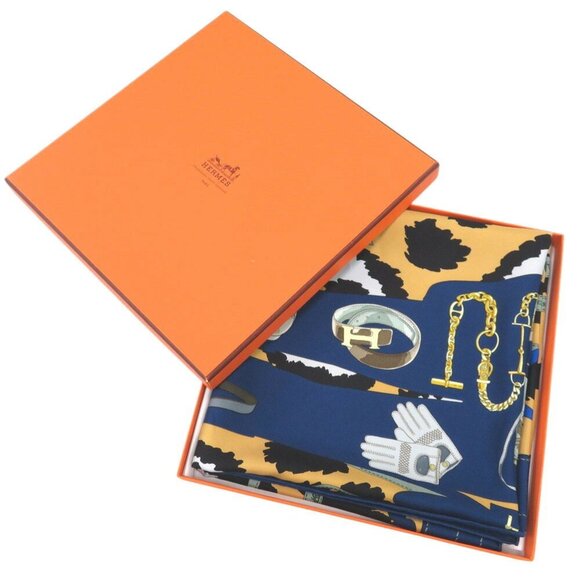 HERMES Authentic Blue Silk Scarf - Picture 3 of 6